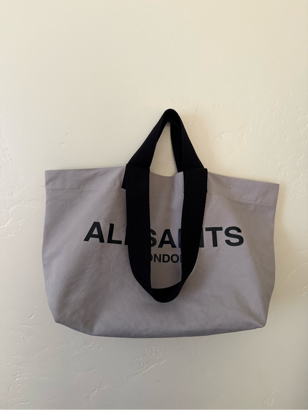All Saints Gray Tote with Black Handles